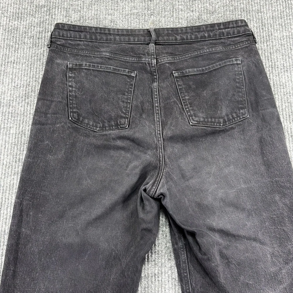 Old Navy Sky Hi Wide-Leg Jeans Womens 16 Charcoal Wash High‎ Rise Raw Hem Denim